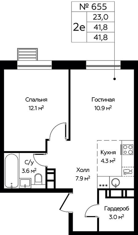 1-BD Apartment Sale, 41.8 sq. m. at Eko Bunino, prospekt Kuprina, 34к1, Sosenskoye Settlement, Moscow, Russia #1