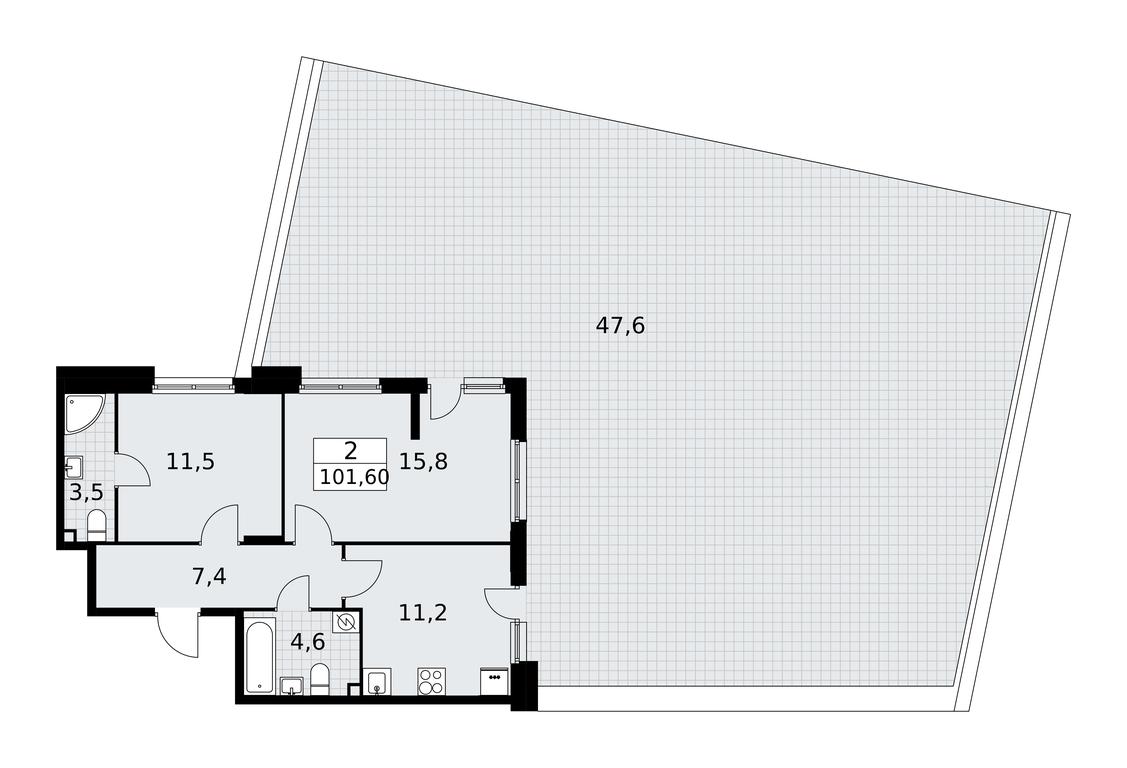 1-BD Apartment Sale, 101.6 sq. m. at Buninskie Kvartaly, Akademika Semyonova Street, 22, Moscow, Russia #1