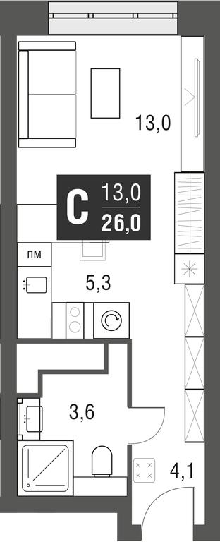 Apartment Sale, 26平方米 at Afi Tower, Serebryakova Drive, 11-13к1, Moscow, Russia #2