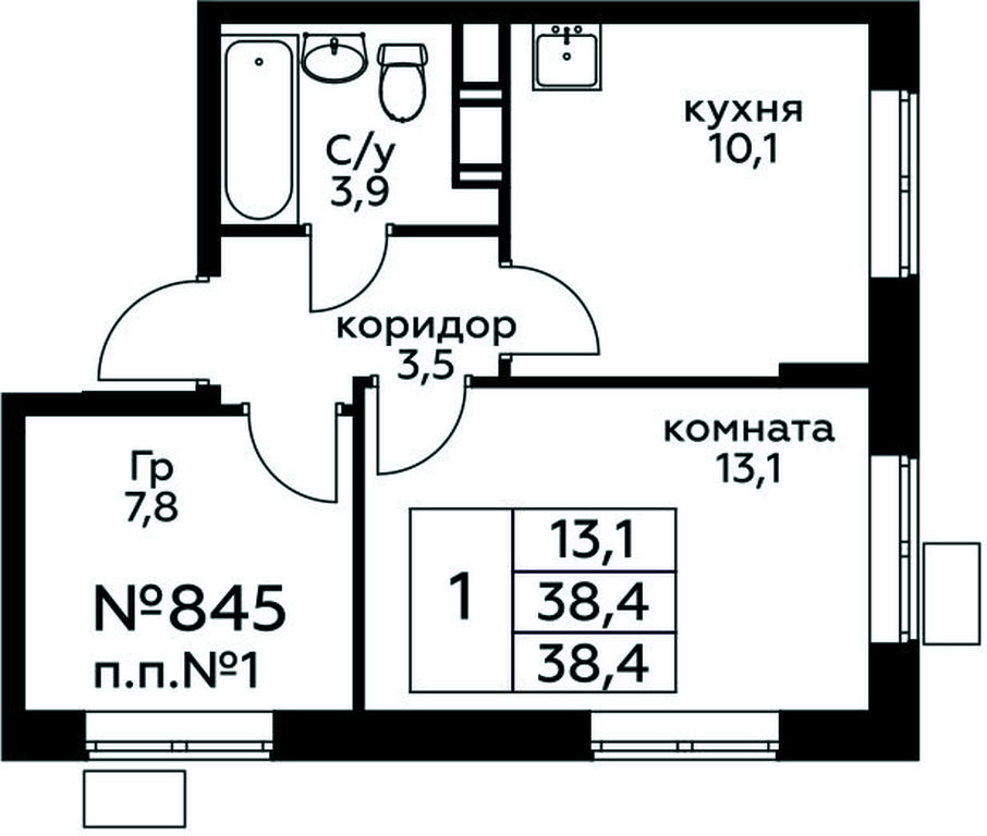 Продажа квартиры, 38,4 м² в ЖК «Цветочные Поляны», квартал № 23, поселение Филимонковское, Москва, Россия #1