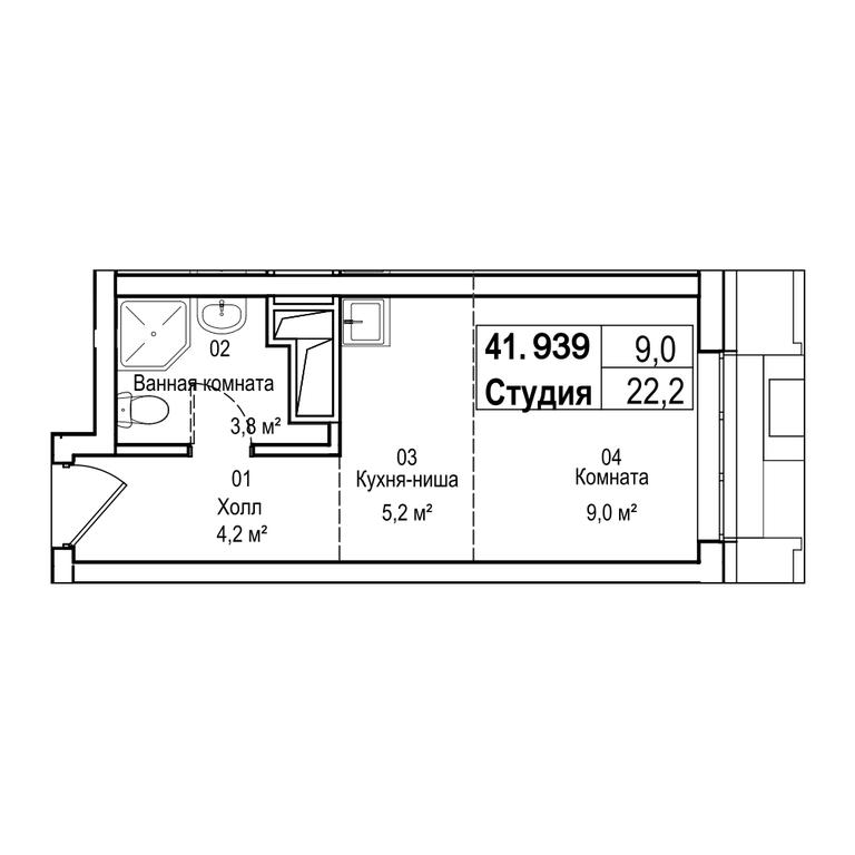 1-BD Apartment Sale, 46.9平方米 at Silver, Serebryakova Drive, 11к1, Moscow, Russia #2 1-BD Apartment Sale, 46.9平方米 at Silver, Serebryakova Drive, 11к1, Moscow, Russia #2