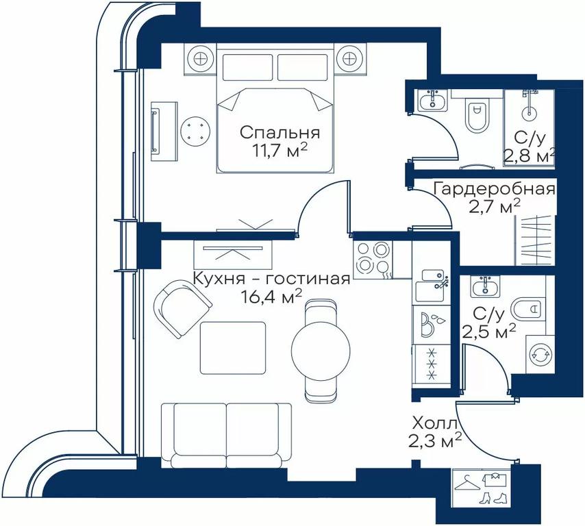 1-BD Apartment Sale, 38.4 sq. m. at City Bay, Volokolamskoye Highway, 95с3, Moscow, Russia #1