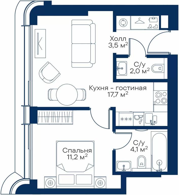 Продажа 1-комн. квартиры, 38,5 м² в ЖК «Сити Бэй (City Bay)», Волоколамское шоссе, 95с3, Москва, Россия #1