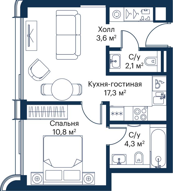 1-BD Apartment Sale, 38.08 sq. m. at City Bay, Volokolamskoye Highway, 95с3, Moscow, Russia #2 1-BD Apartment Sale, 38.08 sq. m. at City Bay, Volokolamskoye Highway, 95с3, Moscow, Russia #2