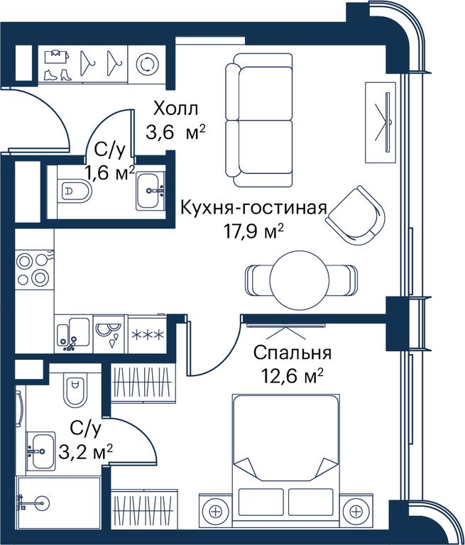 1-BD Apartment Sale, 38.85 sq. m. at City Bay, Volokolamskoye Highway, 95с3, Moscow, Russia #2 1-BD Apartment Sale, 38.85 sq. m. at City Bay, Volokolamskoye Highway, 95с3, Moscow, Russia #2