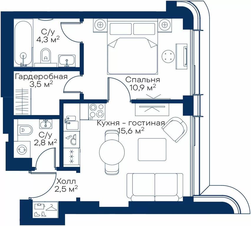 1-BD Apartment Sale, 39.2 sq. m. at City Bay, Volokolamskoye Highway, 95с3, Moscow, Russia #1 1-BD Apartment Sale, 39.2 sq. m. at City Bay, Volokolamskoye Highway, 95с3, Moscow, Russia #1