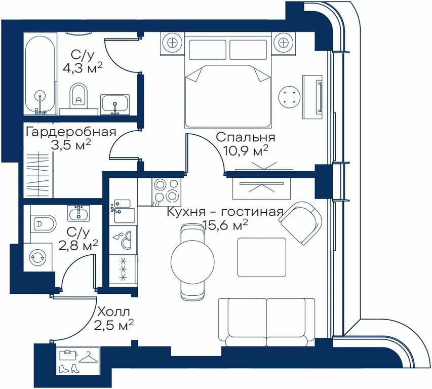 1-BD Apartment Sale, 39.2 sq. m. at City Bay, Volokolamskoye Highway, 95с3, Moscow, Russia #1 1-BD Apartment Sale, 39.2 sq. m. at City Bay, Volokolamskoye Highway, 95с3, Moscow, Russia #1