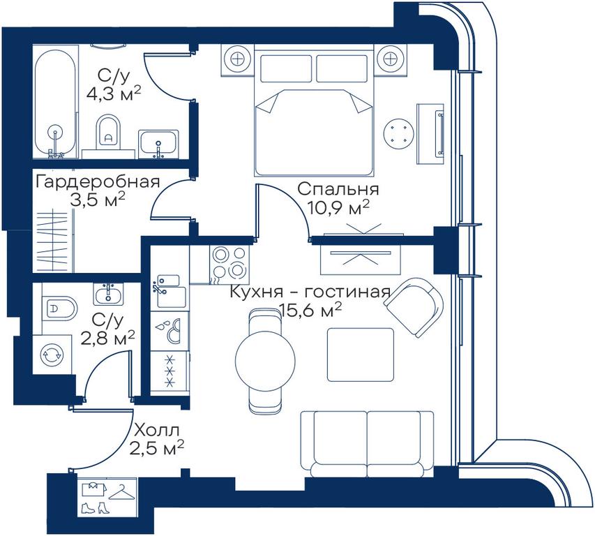 1-BD Apartment Sale, 39.2 sq. m. at City Bay, Volokolamskoye Highway, 95с3, Moscow, Russia #1 1-BD Apartment Sale, 39.2 sq. m. at City Bay, Volokolamskoye Highway, 95с3, Moscow, Russia #1