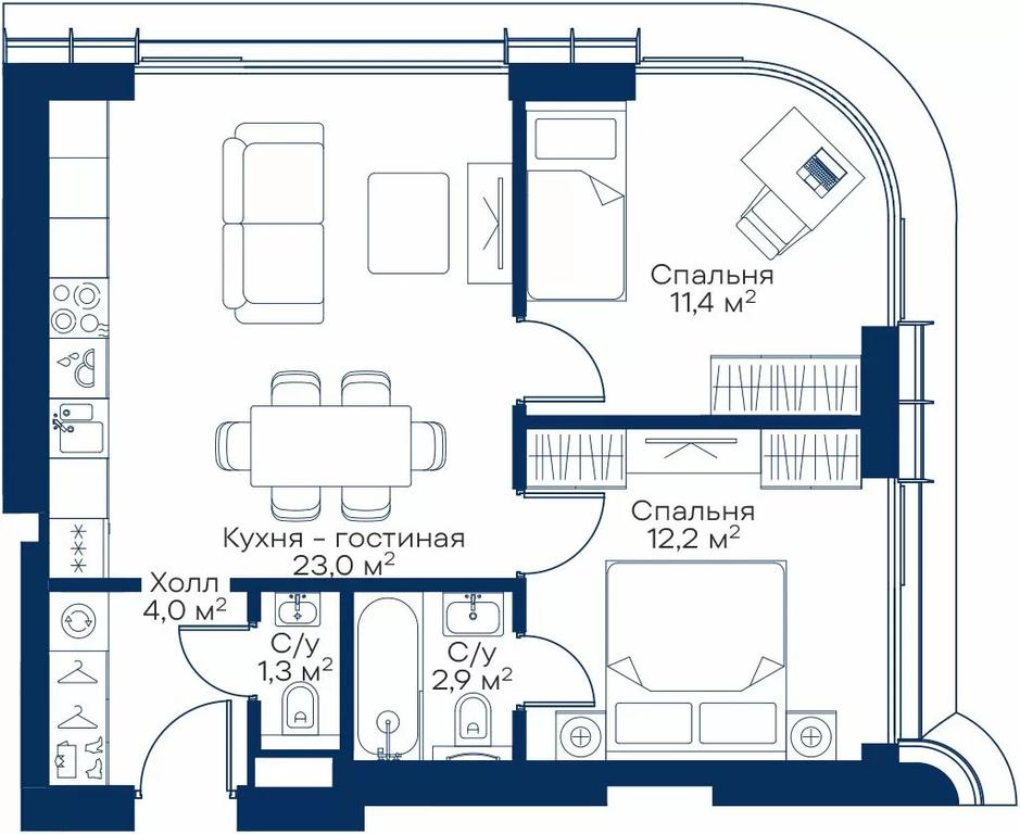 2-BD Apartment Sale, 53.41 sq. m. at City Bay, Volokolamskoye Highway, 95с3, Moscow, Russia #1 2-BD Apartment Sale, 53.41 sq. m. at City Bay, Volokolamskoye Highway, 95с3, Moscow, Russia #1