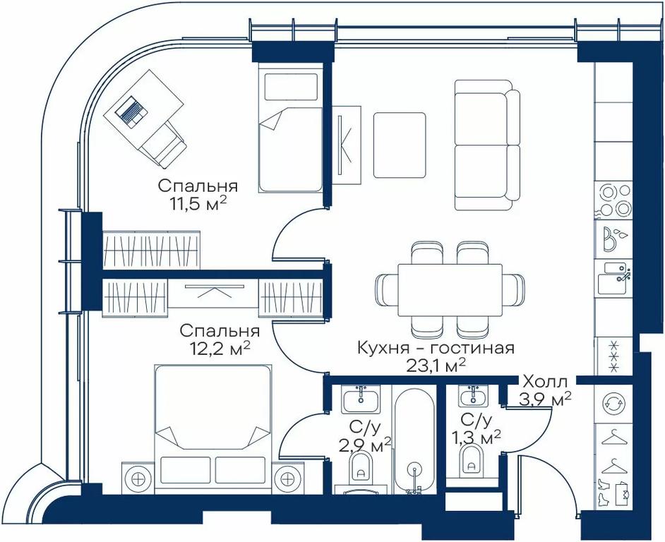 2-BD Apartment Sale, 53.62 sq. m. at City Bay, Volokolamskoye Highway, 95с3, Moscow, Russia #1 2-BD Apartment Sale, 53.62 sq. m. at City Bay, Volokolamskoye Highway, 95с3, Moscow, Russia #1