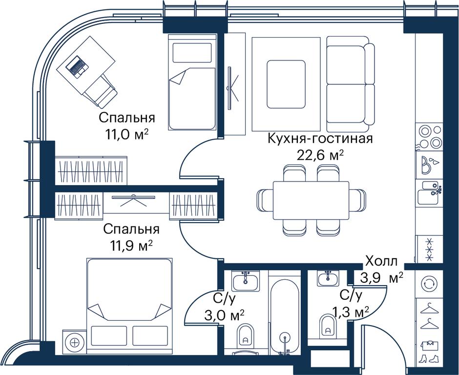 2-BD Apartment Sale, 53.62 sq. m. at City Bay, Volokolamskoye Highway, 95с3, Moscow, Russia #2 2-BD Apartment Sale, 53.62 sq. m. at City Bay, Volokolamskoye Highway, 95с3, Moscow, Russia #2