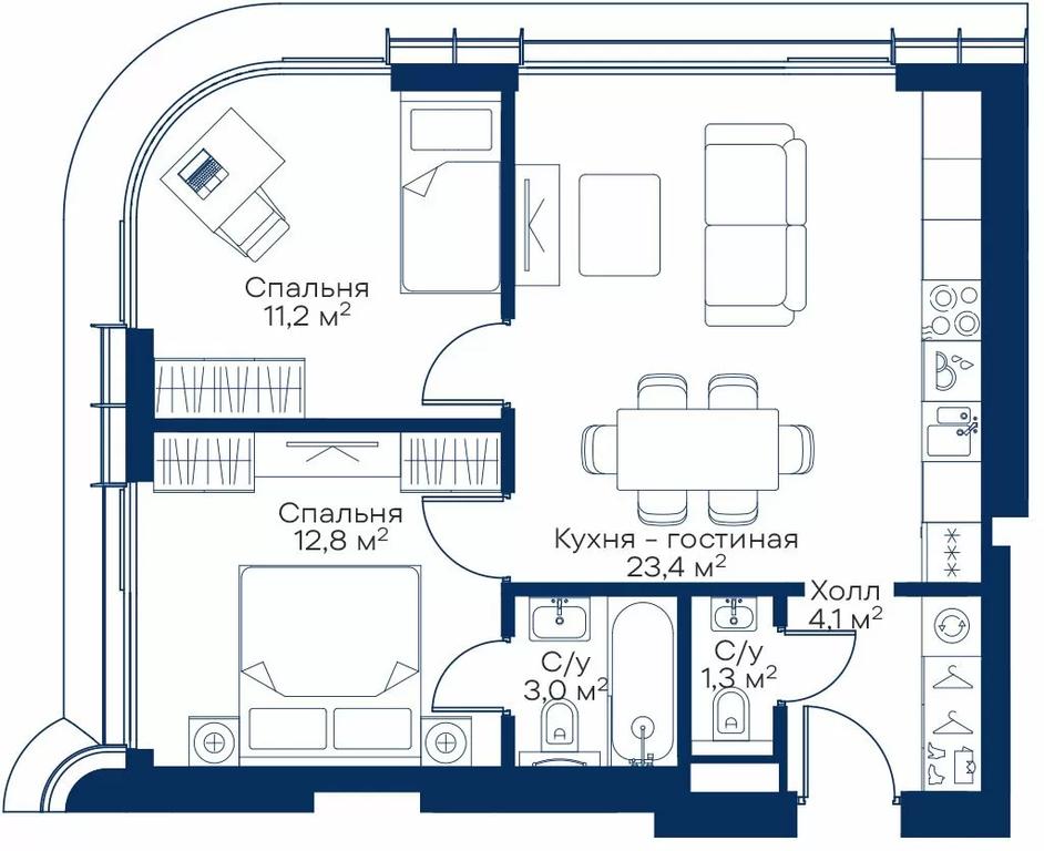 2-BD Apartment Sale, 54.51 sq. m. at City Bay, Volokolamskoye Highway, 95с3, Moscow, Russia #1 2-BD Apartment Sale, 54.51 sq. m. at City Bay, Volokolamskoye Highway, 95с3, Moscow, Russia #1