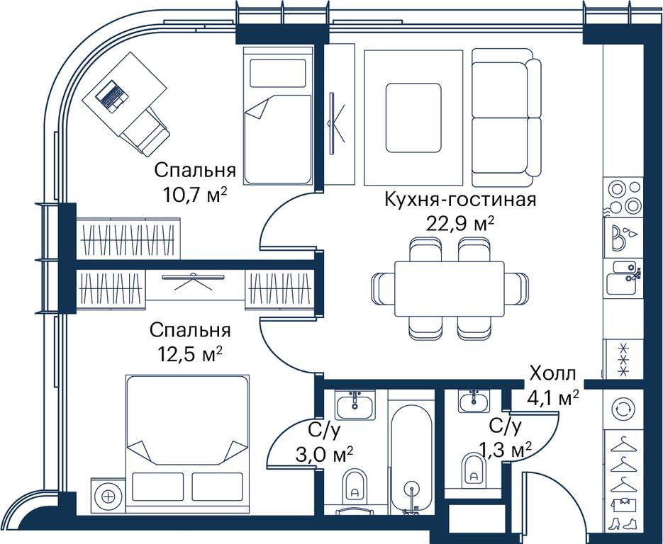 2-BD Apartment Sale, 54.51 sq. m. at City Bay, Volokolamskoye Highway, 95с3, Moscow, Russia #2 2-BD Apartment Sale, 54.51 sq. m. at City Bay, Volokolamskoye Highway, 95с3, Moscow, Russia #2