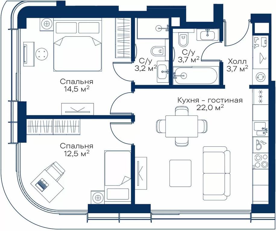 2-BD Apartment Sale, 59.67 sq. m. at City Bay, Volokolamskoye Highway, 95с3, Moscow, Russia #1 2-BD Apartment Sale, 59.67 sq. m. at City Bay, Volokolamskoye Highway, 95с3, Moscow, Russia #1