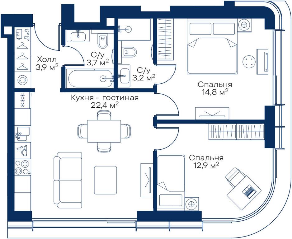 2-BD Apartment Sale, 59.68 sq. m. at City Bay, Volokolamskoye Highway, 95с3, Moscow, Russia #1 2-BD Apartment Sale, 59.68 sq. m. at City Bay, Volokolamskoye Highway, 95с3, Moscow, Russia #1