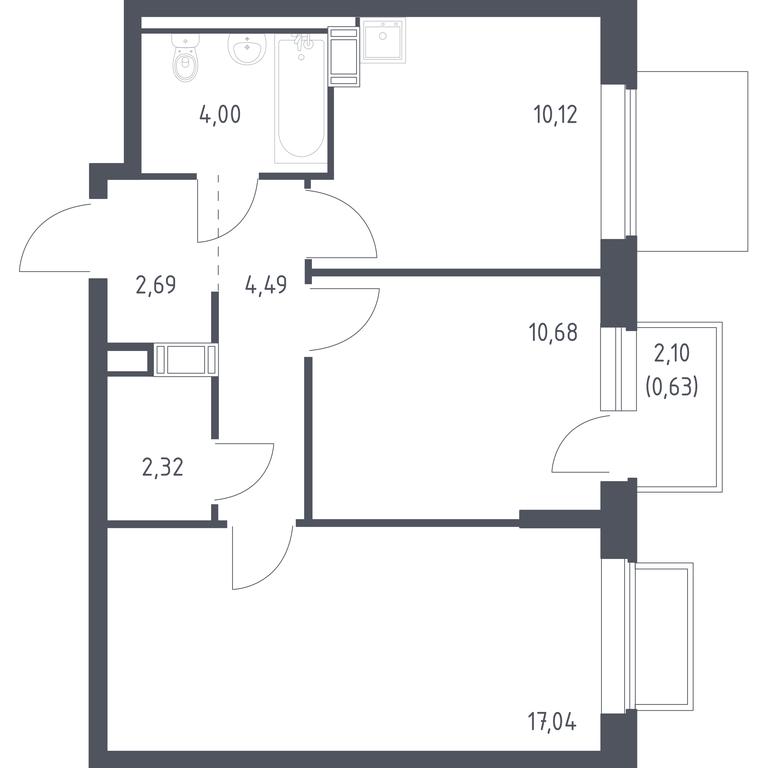 1-BD Apartment Sale, 51.7平方米 at Tomilino Park, 1-y kvartal, posyolok Zhilino-1, Lubertsy City District, Moscow Region, Russia #1