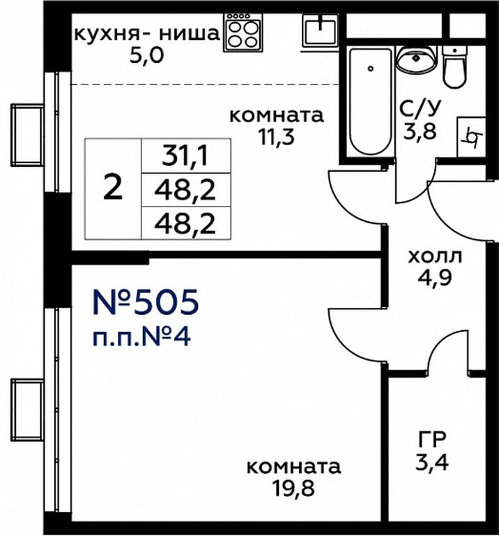 1-BD Apartment Sale, 48.1 sq. m. at Veresk, 3rd Khoroshyovskaya Street, вл19с3к1, Moscow, Russia #1