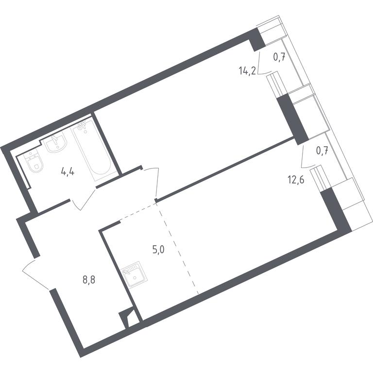 Apartment Sale, 44.89平方米 at Sputnik, Lipovoy Roschi Street, 1к4, derevnya Razdory, Odintsovskiy City District, Moscow Region, Russia #1 Apartment Sale, 44.89平方米 at Sputnik, Lipovoy Roschi Street, 1к4, derevnya Razdory, Odintsovskiy City District, Moscow Region, Russia #1