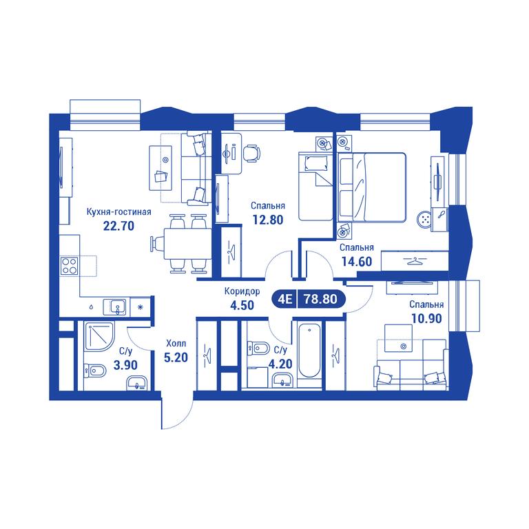 3-BD Apartment Sale, 78.8平方米 at iLove, улица Бочкова, 11А, Москва, Россия #1 3-BD Apartment Sale, 78.8平方米 at iLove, улица Бочкова, 11А, Москва, Россия #1