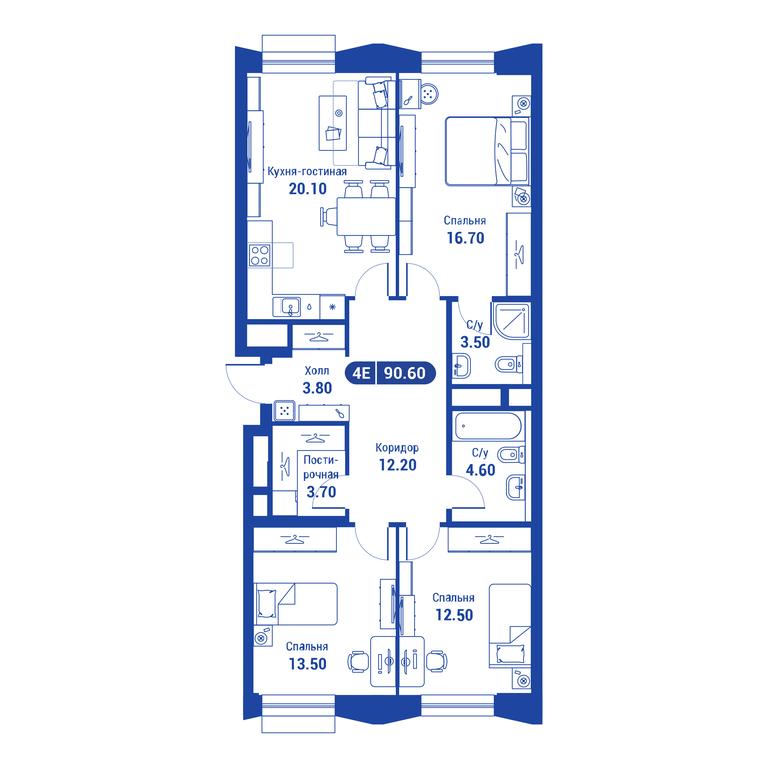 3-BD Apartment Sale, 90.6 sq. m. at iLove, улица Бочкова, 11А, Москва, Россия #1