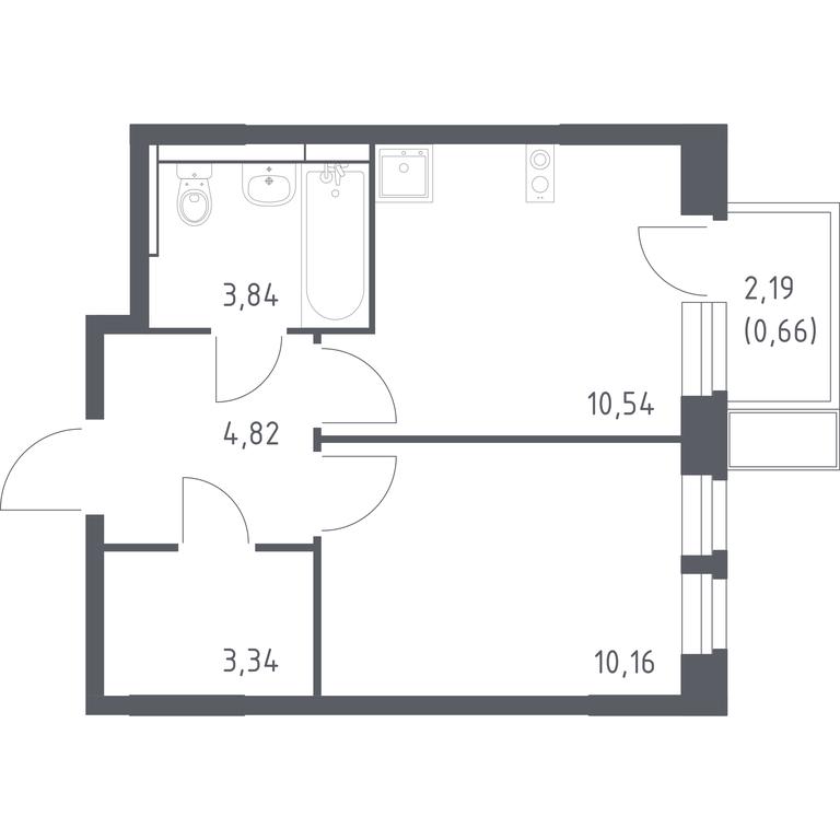 Apartment Sale, 33.36 sq. m. at Novoe Vidnoe, Kalinovka Village, Leninskiy City District, Moscow Region, Russia #1