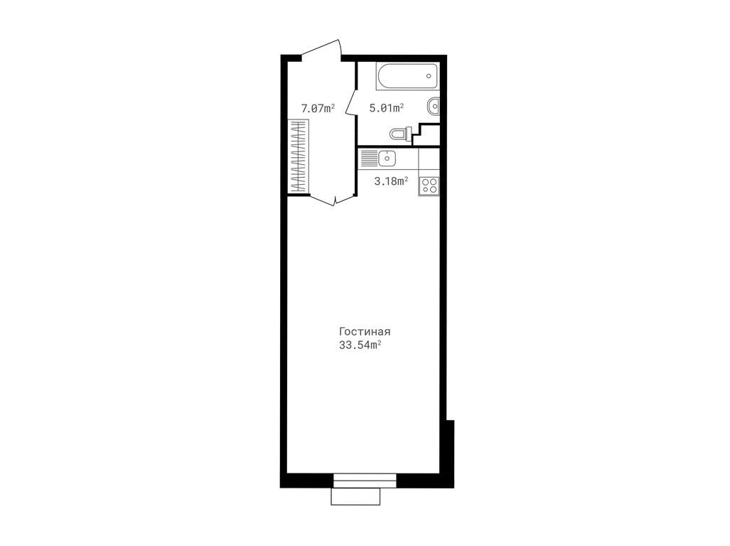 Apartment Sale, 48.8平方米 at Tochka Otschiota, derevnya Zhukovka, 53, Odintsovskiy City District, Moscow Region, Russia #1