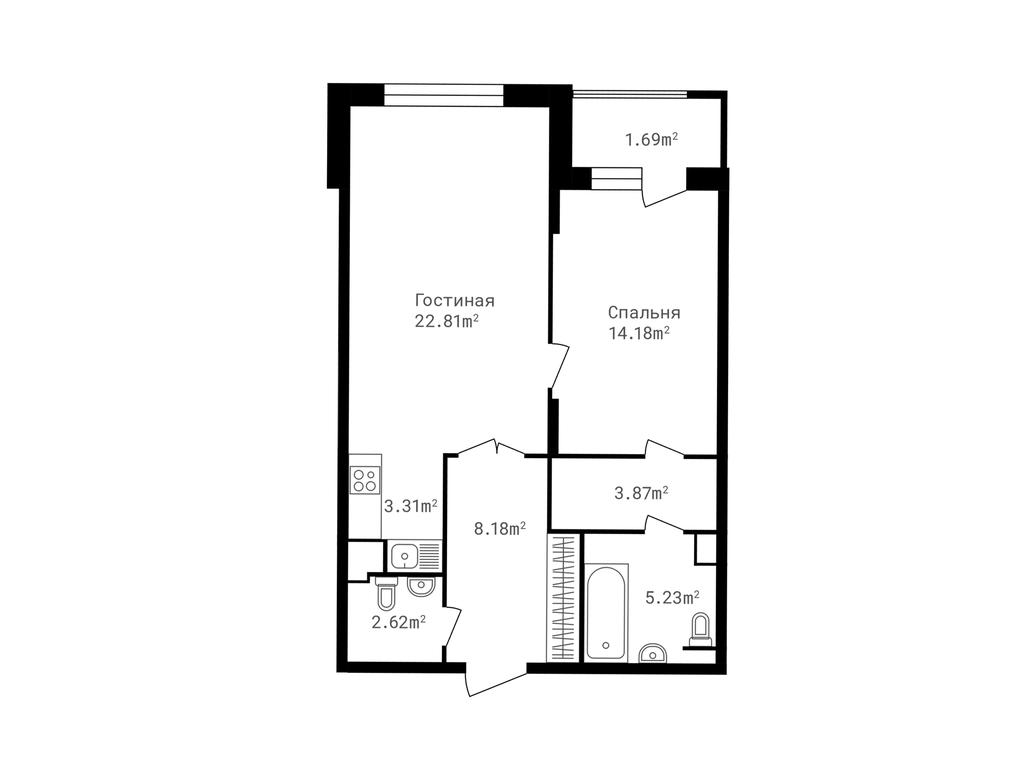 1-BD Apartment Sale, 61.9 sq. m. at Tochka Otschiota, derevnya Zhukovka, 53, Odintsovskiy City District, Moscow Region, Russia #1 1-BD Apartment Sale, 61.9 sq. m. at Tochka Otschiota, derevnya Zhukovka, 53, Odintsovskiy City District, Moscow Region, Russia #1