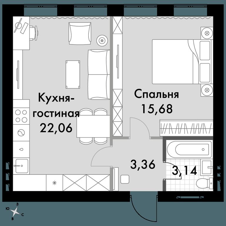 1-BD Apartment Sale, 44.5平方米 at Park Aprel, ulitsa Park Aprel, 1, Aprelevka, Naro-Fominskiy City District, Moscow Region, Russia #1 1-BD Apartment Sale, 44.5平方米 at Park Aprel, ulitsa Park Aprel, 1, Aprelevka, Naro-Fominskiy City District, Moscow Region, Russia #1