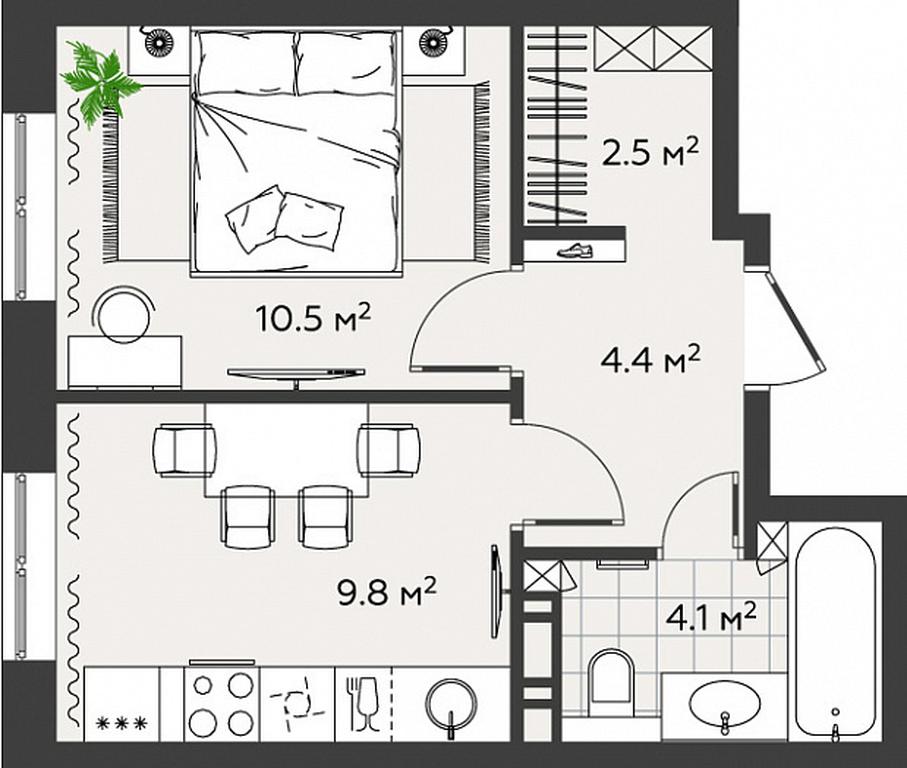 Apartment Sale, 31.2 sq. m. at Eko Bunino, prospekt Kuprina, 34к1, Sosenskoye Settlement, Moscow, Russia #1