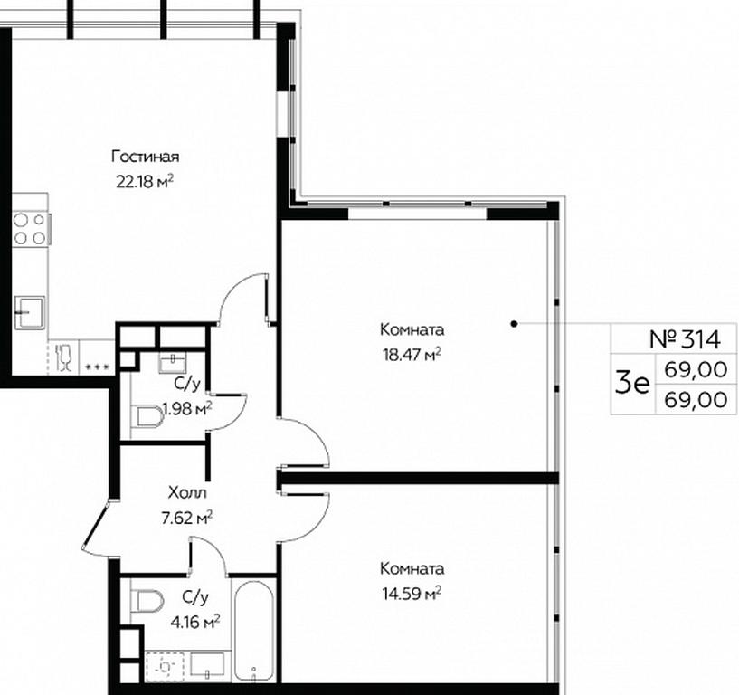2-BD Apartment Sale, 69 sq. m. at MirrorZdanie, Oktyabrskaya Street, 98, Moscow, Russia #1 2-BD Apartment Sale, 69 sq. m. at MirrorZdanie, Oktyabrskaya Street, 98, Moscow, Russia #1