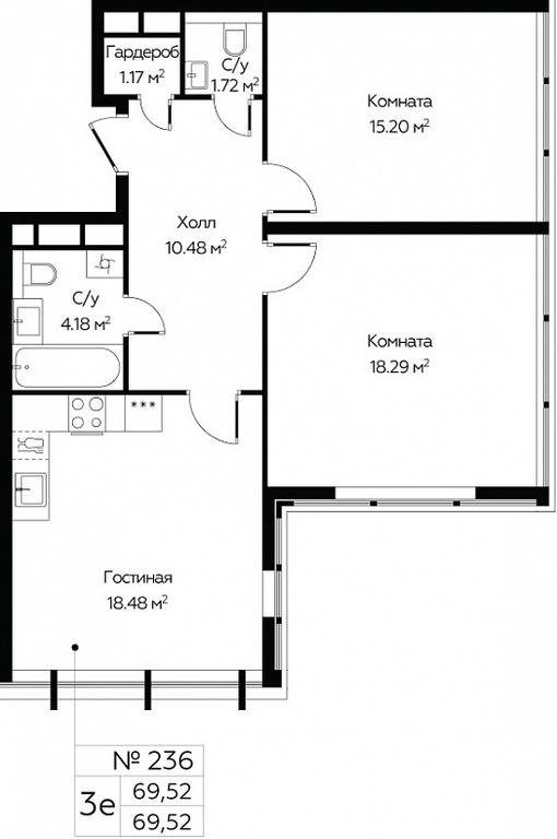 2-BD Apartment Sale, 69.52平方米 at MirrorZdanie, Oktyabrskaya Street, 98, Moscow, Russia #1 2-BD Apartment Sale, 69.52平方米 at MirrorZdanie, Oktyabrskaya Street, 98, Moscow, Russia #1