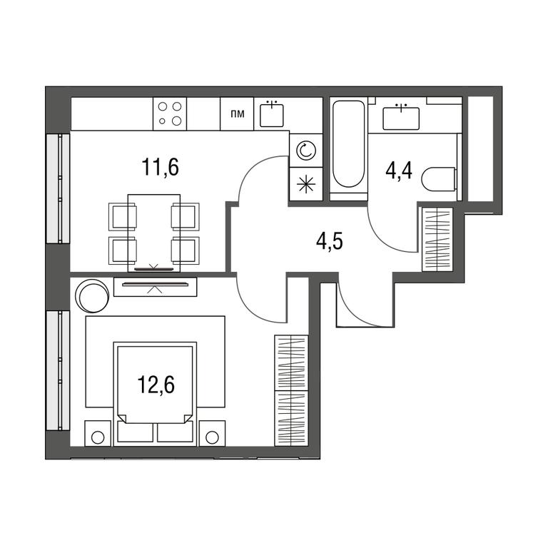 1-BD Apartment Sale, 33.1平方米 at Sirenevyi Park, Otkrytoye Highway, 20с1, Moscow, Russia #1 1-BD Apartment Sale, 33.1平方米 at Sirenevyi Park, Otkrytoye Highway, 20с1, Moscow, Russia #1