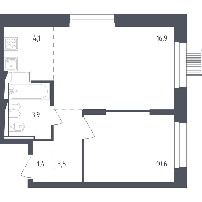Apartment Sale, 39.7平方米 at Mytishchi Park, Silikatnaya ulitsa, 41к3, Mytischi, Moscow Region, Russia #1