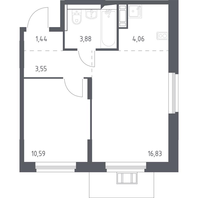 1-BD Apartment Sale, 40.35 sq. m. at Pribrezhnyi Park, Pribrezhniy Park Residential Complex, Village of Yam, Domodedovo City District, Moscow Region, Russia #1