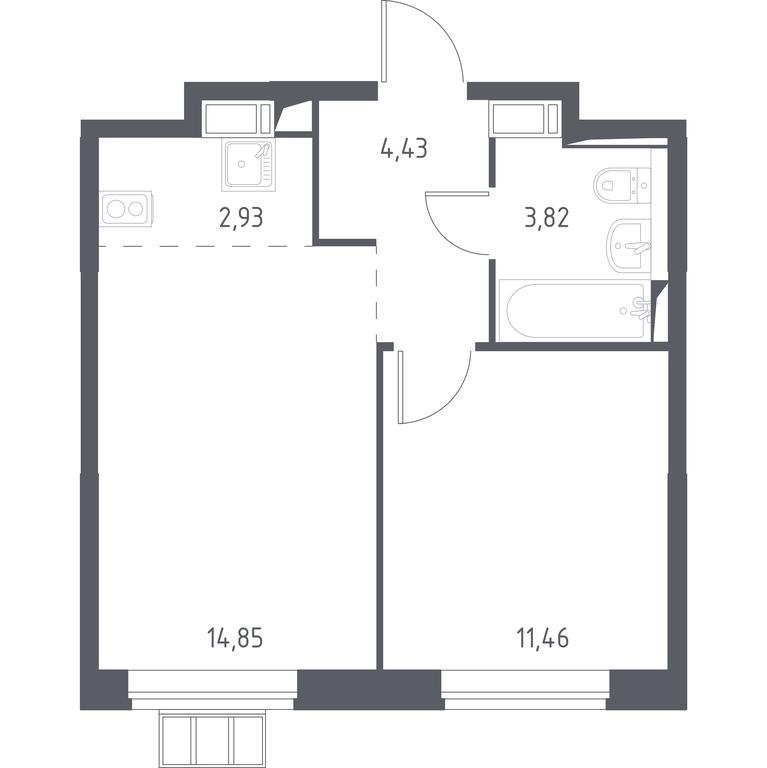 1-BD Apartment Sale, 37.49 sq. m. at Pribrezhnyi Park, Pribrezhniy Park Residential Complex, Village of Yam, Domodedovo City District, Moscow Region, Russia #1