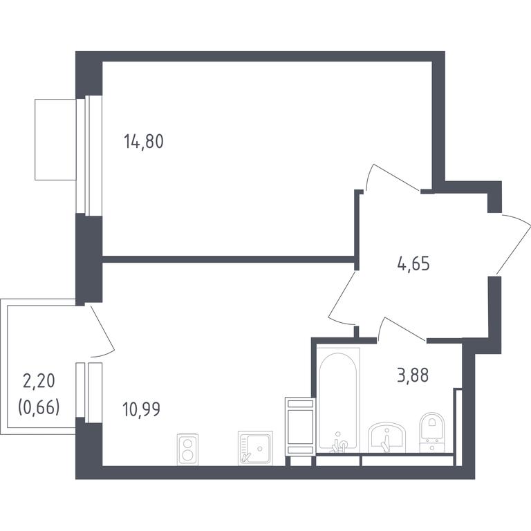 Apartment Sale, 34.5平方米 at Piatnitskie Luga, Pyatnitskoye Highway, 2, derevnya Yurlovo, Solnechnogorsk City District, Moscow Region, Russia #1