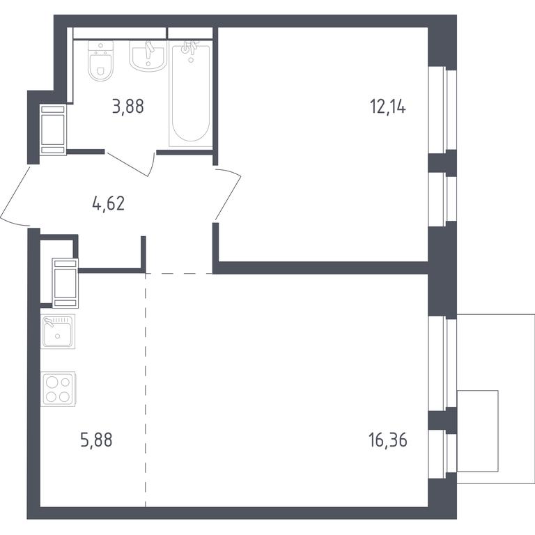 Apartment Sale, 42.2平方米 at Piatnitskie Luga, Pyatnitskoye Highway, 2, derevnya Yurlovo, Solnechnogorsk City District, Moscow Region, Russia #1