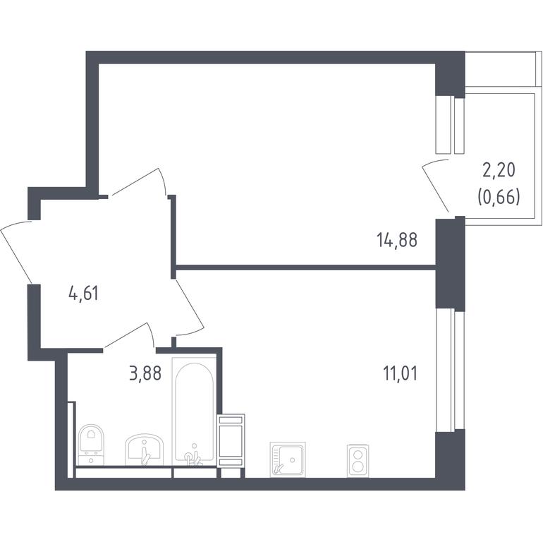 Apartment Sale, 34.8 sq. m. at Piatnitskie Luga, Pyatnitskoye Highway, 2, derevnya Yurlovo, Solnechnogorsk City District, Moscow Region, Russia #1