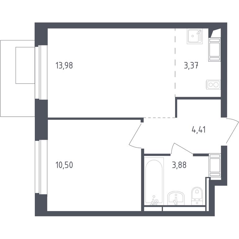 Apartment Sale, 35.9平方米 at Piatnitskie Luga, Pyatnitskoye Highway, 2, derevnya Yurlovo, Solnechnogorsk City District, Moscow Region, Russia #1