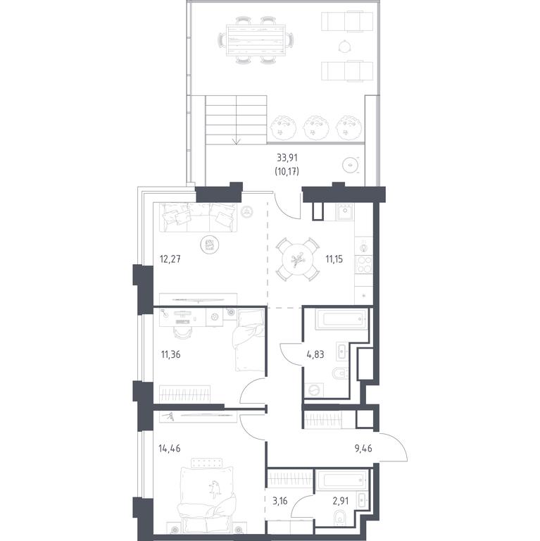 1-BD Apartment Sale, 79.77 sq. m. at Vereiskaya 41, Vereyskaya Street, 41, Moscow, Russia #2 1-BD Apartment Sale, 79.77 sq. m. at Vereiskaya 41, Vereyskaya Street, 41, Moscow, Russia #2