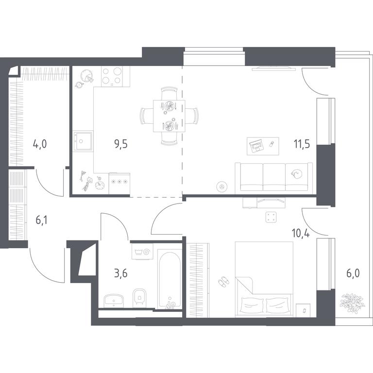 Apartment Sale, 46.95 sq. m. at Vereiskaya 41, Vereyskaya Street, 41, Moscow, Russia #1 Apartment Sale, 46.95 sq. m. at Vereiskaya 41, Vereyskaya Street, 41, Moscow, Russia #1