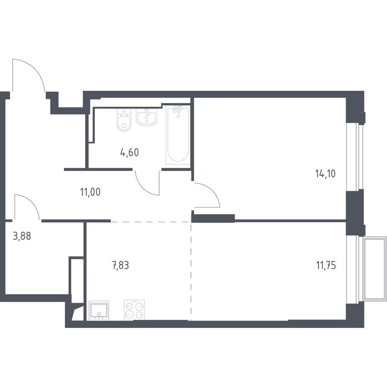 1-BD Apartment Sale, 53.16 sq. m. at Dolina Yauzy, Trudovaya Street, 23, Mytischi, Moscow Region, Russia #1