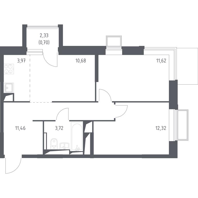 1-BD Apartment Sale, 54.47平方米 at Dolina Yauzy, Trudovaya Street, 23, Mytischi, Moscow Region, Russia #1 1-BD Apartment Sale, 54.47平方米 at Dolina Yauzy, Trudovaya Street, 23, Mytischi, Moscow Region, Russia #1