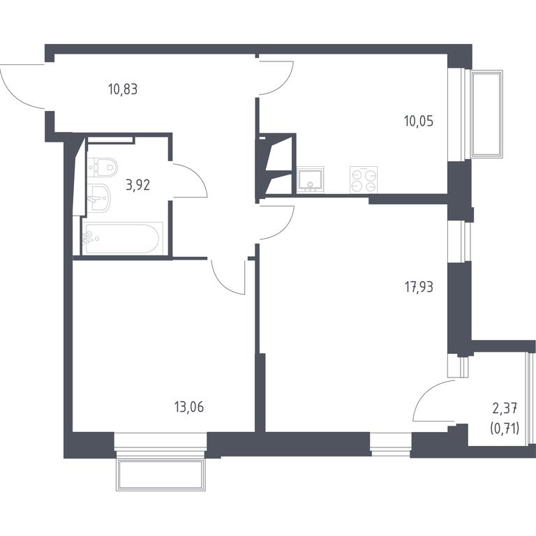 1-BD Apartment Sale, 56.5平方米 at Dolina Yauzy, Trudovaya Street, 23, Mytischi, Moscow Region, Russia #1 1-BD Apartment Sale, 56.5平方米 at Dolina Yauzy, Trudovaya Street, 23, Mytischi, Moscow Region, Russia #1