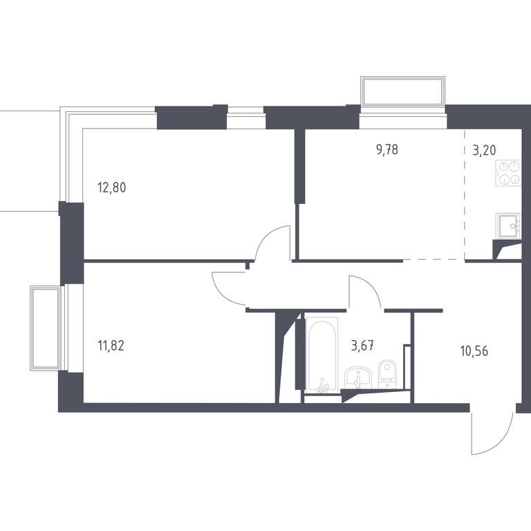 1-BD Apartment Sale, 51.83 sq. m. at Dolina Yauzy, Trudovaya Street, 23, Mytischi, Moscow Region, Russia #1 1-BD Apartment Sale, 51.83 sq. m. at Dolina Yauzy, Trudovaya Street, 23, Mytischi, Moscow Region, Russia #1