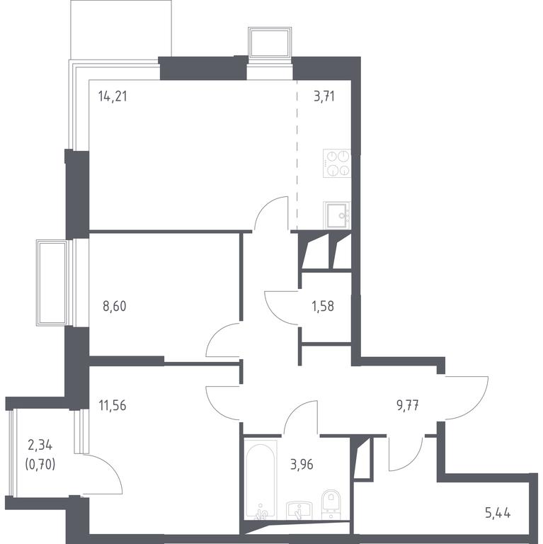 1-BD Apartment Sale, 59.53 sq. m. at Dolina Yauzy, Trudovaya Street, 23, Mytischi, Moscow Region, Russia #1 1-BD Apartment Sale, 59.53 sq. m. at Dolina Yauzy, Trudovaya Street, 23, Mytischi, Moscow Region, Russia #1