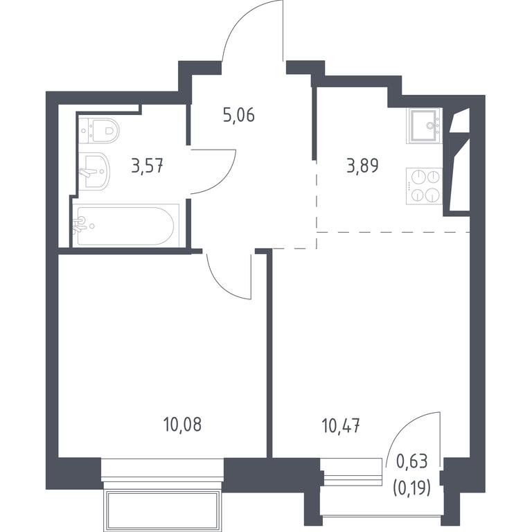 1-BD Apartment Sale, 33.26 sq. m. at Dolina Yauzy, Trudovaya Street, 23, Mytischi, Moscow Region, Russia #1