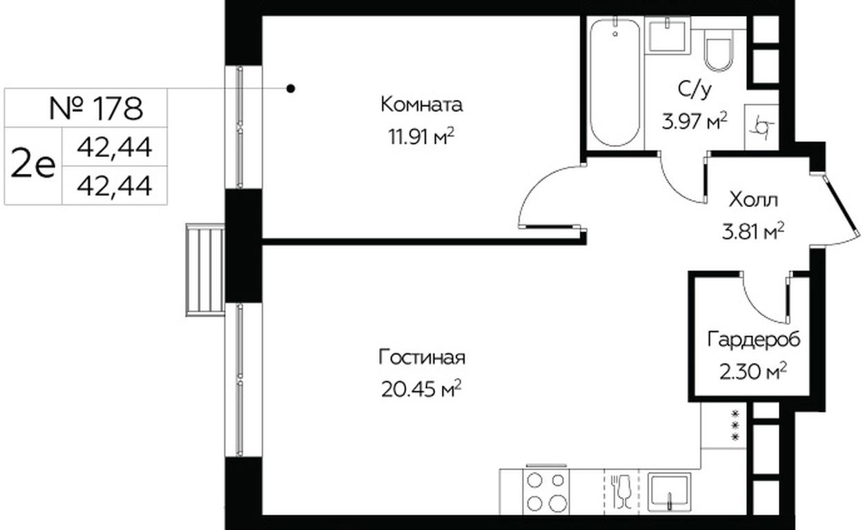 1-BD Apartment Sale, 42.44平方米 at MirrorZdanie, Oktyabrskaya Street, 98, Moscow, Russia #1 1-BD Apartment Sale, 42.44平方米 at MirrorZdanie, Oktyabrskaya Street, 98, Moscow, Russia #1