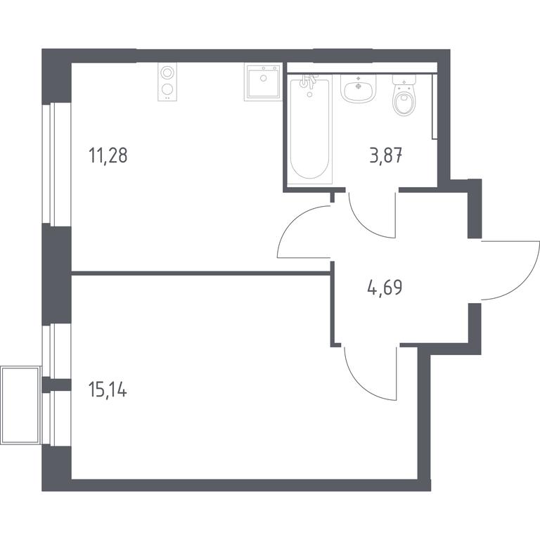 Apartment Sale, 34.98 sq. m. at Kvartal Saburovo, derevnya Saburovo, 198, Krasnogorsk City District, Moscow Region, Russia #1