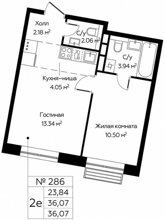 1-BD Apartment Sale, 36.07 sq. m. at Tsvetochnye Polyany City, kvartal № 165, Filimonkovskoye Municipal Formation, Moscow, Russia #1